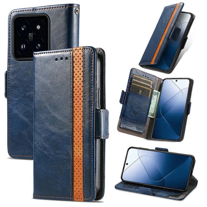 CASENEO 002 Series For Xiaomi 14T Pro Case Stand Wallet Splicing PU Leather Cover