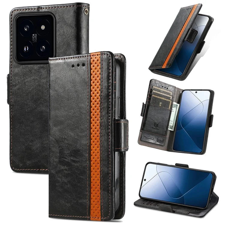 CASENEO 002 Series For Xiaomi 14T Pro Case Stand Wallet Splicing PU Leather Cover
