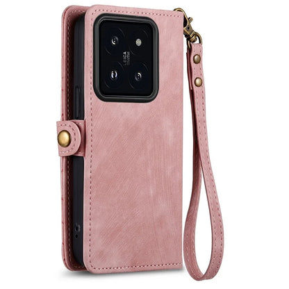 For Xiaomi 14T Pro Case Zipper Wallet Geometry Lines Leather Phone Cover