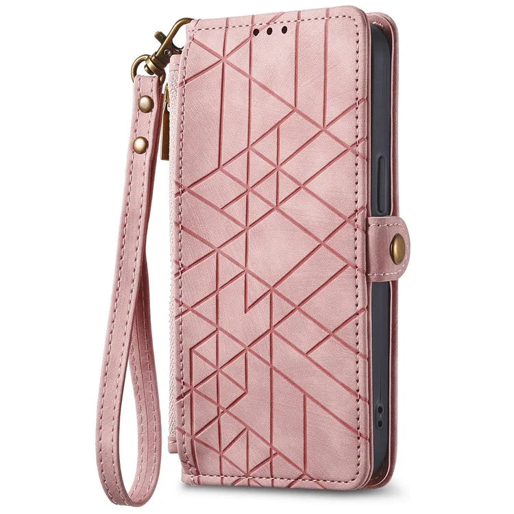 For Xiaomi 14T Pro Case Zipper Wallet Geometry Lines Leather Phone Cover