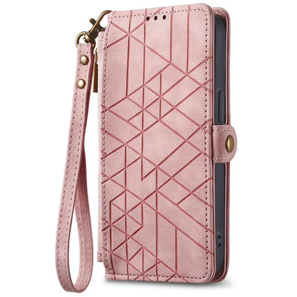 For Xiaomi 14T Pro Case Zipper Wallet Geometry Lines Leather Phone Cover