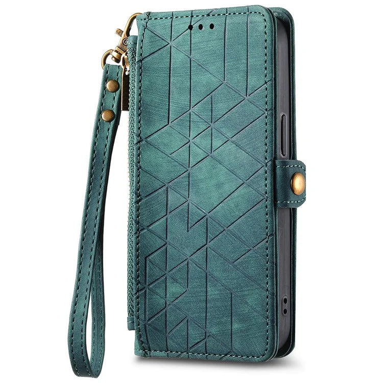 For Xiaomi 14T Pro Case Zipper Wallet Geometry Lines Leather Phone Cover