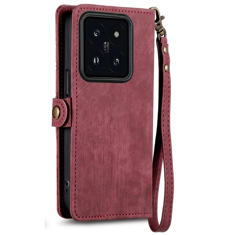 For Xiaomi 14T Pro Case Zipper Wallet Geometry Lines Leather Phone Cover