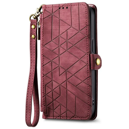 For Xiaomi 14T Pro Case Zipper Wallet Geometry Lines Leather Phone Cover