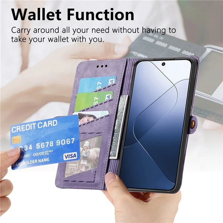 For Xiaomi 14T Pro Case Zipper Wallet Geometry Lines Leather Phone Cover