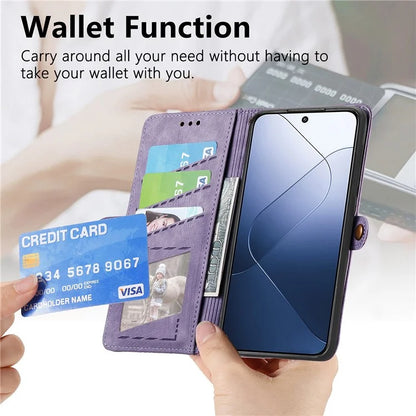 For Xiaomi 14T Pro Case Zipper Wallet Geometry Lines Leather Phone Cover