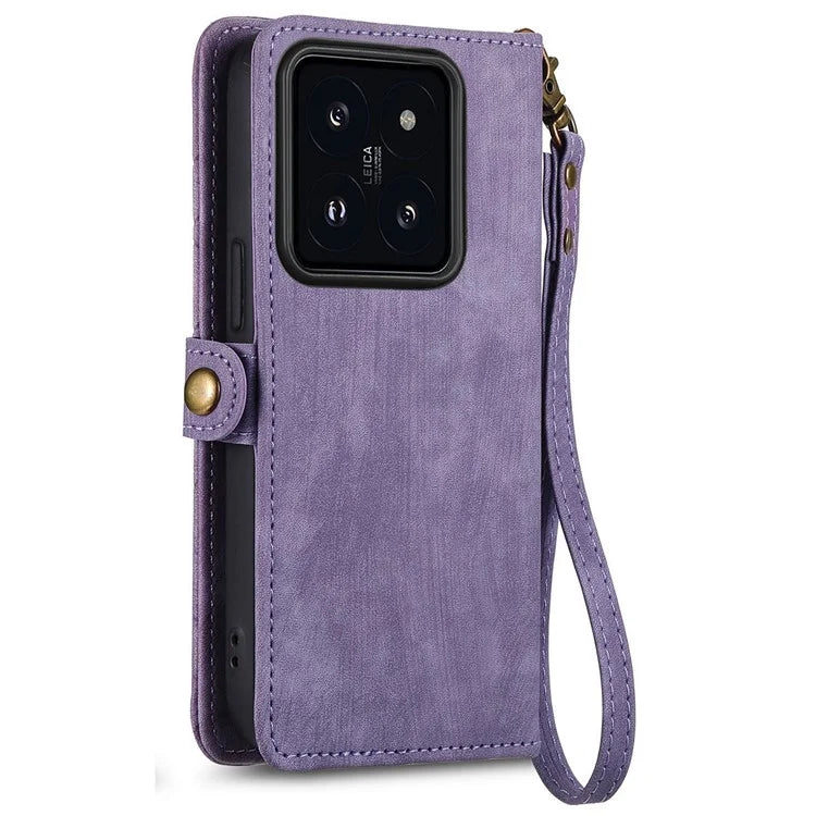 For Xiaomi 14T Pro Case Zipper Wallet Geometry Lines Leather Phone Cover