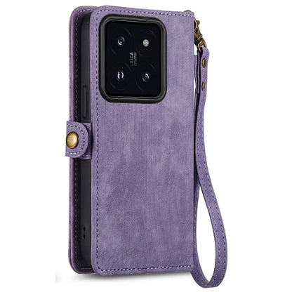 For Xiaomi 14T Pro Case Zipper Wallet Geometry Lines Leather Phone Cover