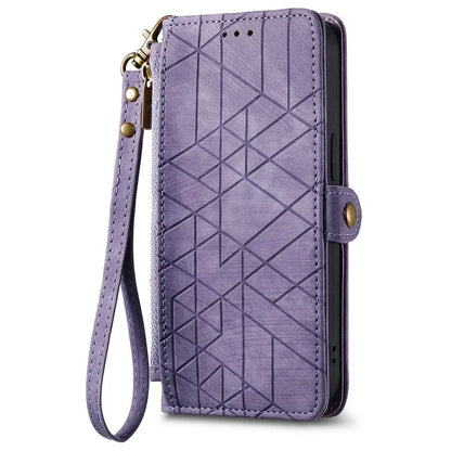 For Xiaomi 14T Pro Case Zipper Wallet Geometry Lines Leather Phone Cover