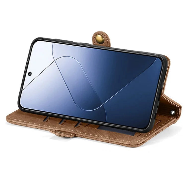 For Xiaomi 14T Pro Case Zipper Wallet Geometry Lines Leather Phone Cover