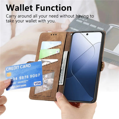 For Xiaomi 14T Pro Case Zipper Wallet Geometry Lines Leather Phone Cover