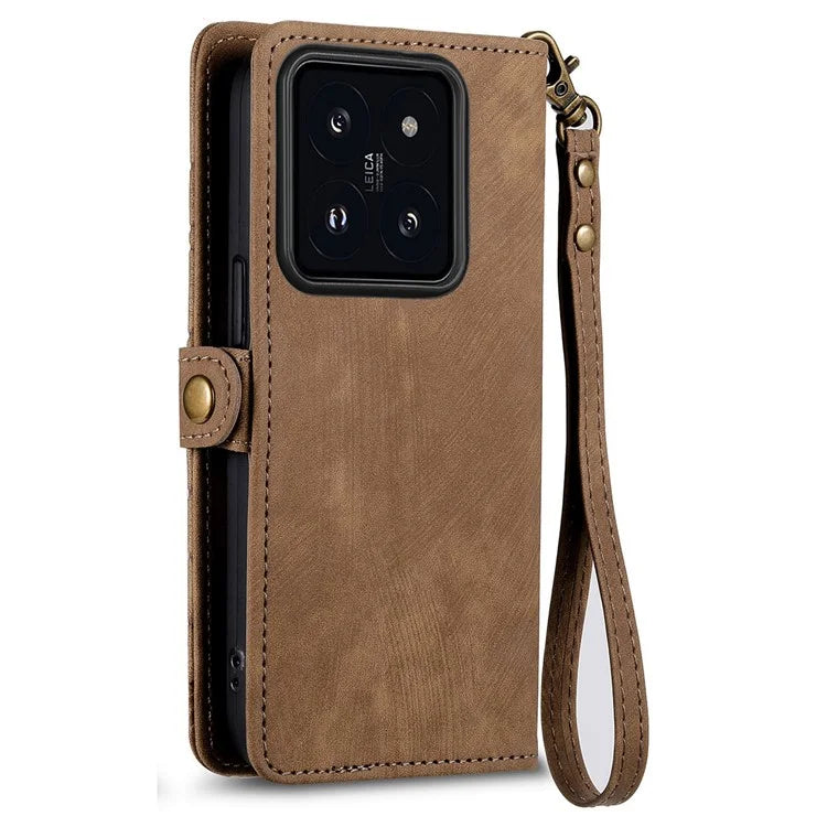 For Xiaomi 14T Pro Case Zipper Wallet Geometry Lines Leather Phone Cover
