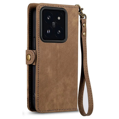 For Xiaomi 14T Pro Case Zipper Wallet Geometry Lines Leather Phone Cover