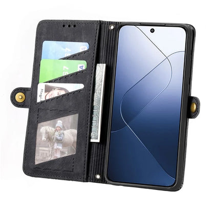 For Xiaomi 14T Pro Case Zipper Wallet Geometry Lines Leather Phone Cover
