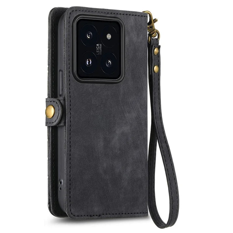 For Xiaomi 14T Pro Case Zipper Wallet Geometry Lines Leather Phone Cover