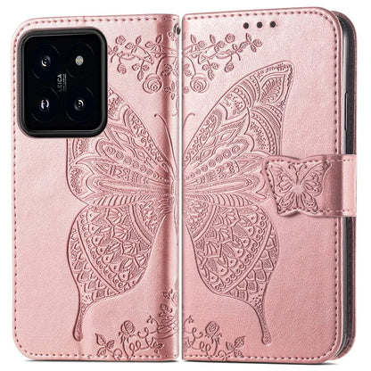 For Xiaomi 14T Pro Case PU Leather Wallet Phone Cover Butterfly Pattern