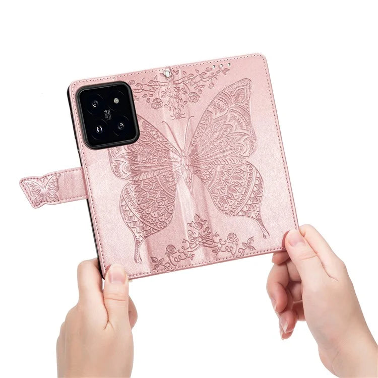 For Xiaomi 14T Pro Case PU Leather Wallet Phone Cover Butterfly Pattern