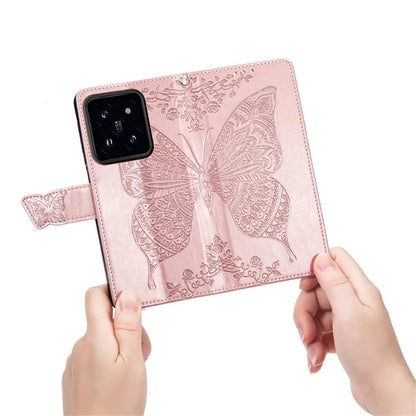 For Xiaomi 14T Pro Case PU Leather Wallet Phone Cover Butterfly Pattern