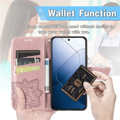 For Xiaomi 14T Pro Case PU Leather Wallet Phone Cover Butterfly Pattern