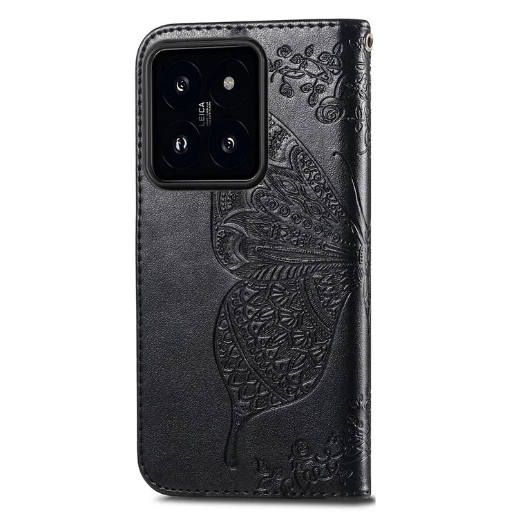 For Xiaomi 14T Pro Case PU Leather Wallet Phone Cover Butterfly Pattern