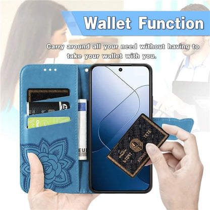 For Xiaomi 14T Pro Case PU Leather Wallet Phone Cover Butterfly Pattern