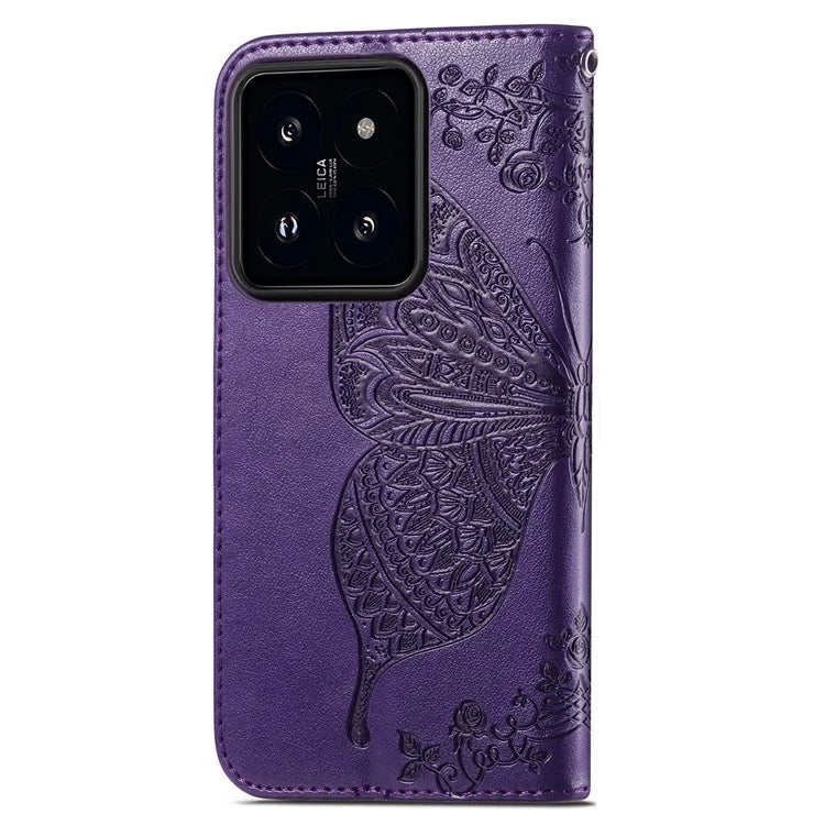 For Xiaomi 14T Pro Case PU Leather Wallet Phone Cover Butterfly Pattern