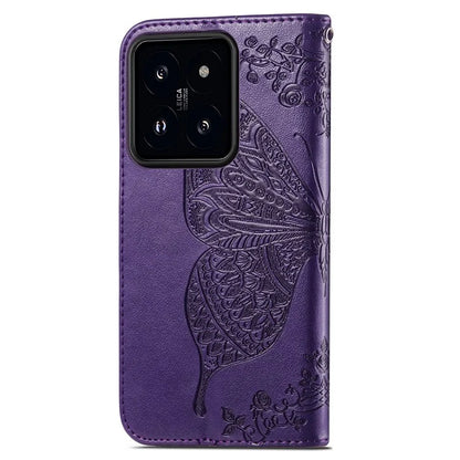 For Xiaomi 14T Pro Case PU Leather Wallet Phone Cover Butterfly Pattern