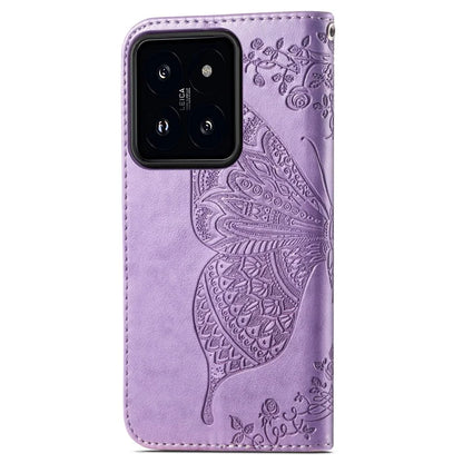 For Xiaomi 14T Pro Case PU Leather Wallet Phone Cover Butterfly Pattern
