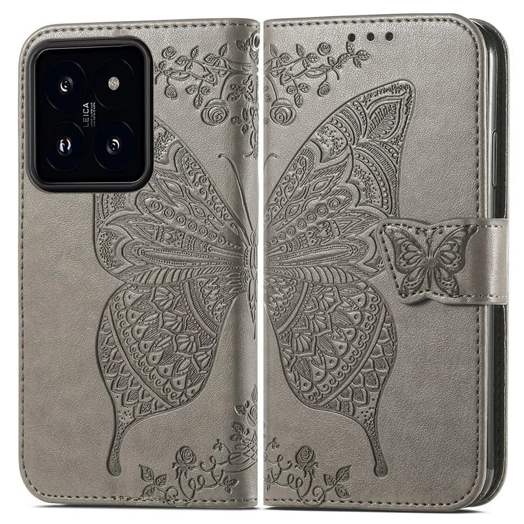 For Xiaomi 14T Pro Case PU Leather Wallet Phone Cover Butterfly Pattern