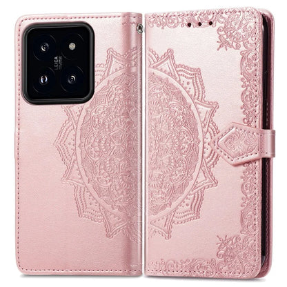 For Xiaomi 14T Pro Case Mandala Embossed Design Leather Wallet Phone Cover