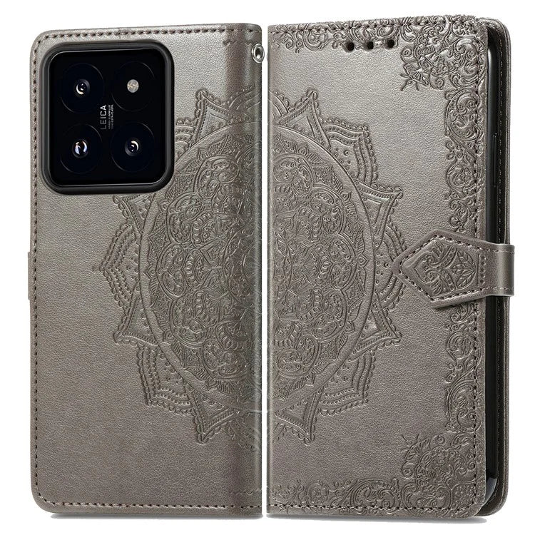 For Xiaomi 14T Pro Case Mandala Embossed Design Leather Wallet Phone Cover