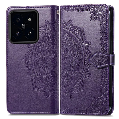 For Xiaomi 14T Pro Case Mandala Embossed Design Leather Wallet Phone Cover