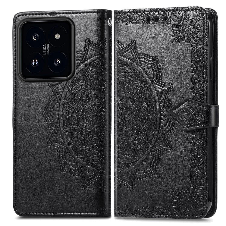 For Xiaomi 14T Pro Case Mandala Embossed Design Leather Wallet Phone Cover