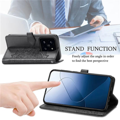 For Xiaomi 14T Pro Case Mandala Embossed Design Leather Wallet Phone Cover