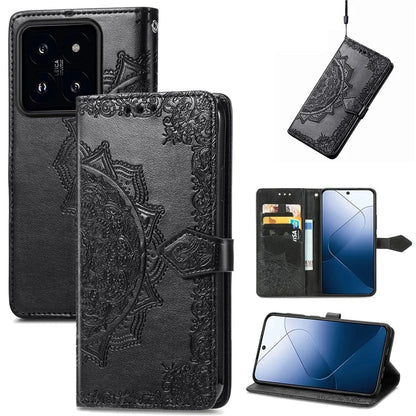 For Xiaomi 14T Pro Case Mandala Embossed Design Leather Wallet Phone Cover
