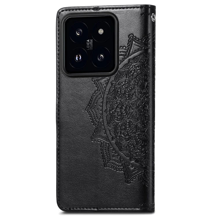 For Xiaomi 14T Pro Case Mandala Embossed Design Leather Wallet Phone Cover