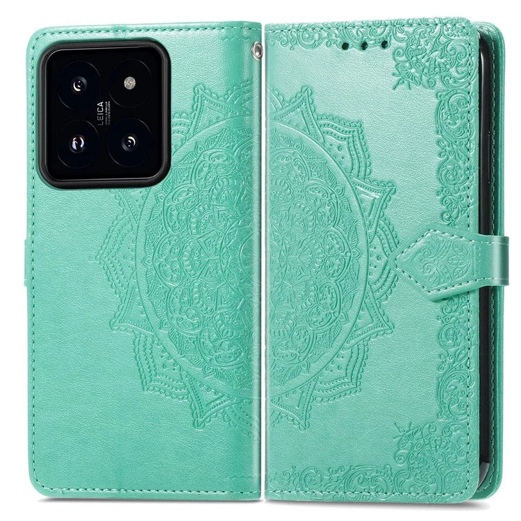 For Xiaomi 14T Pro Case Mandala Embossed Design Leather Wallet Phone Cover