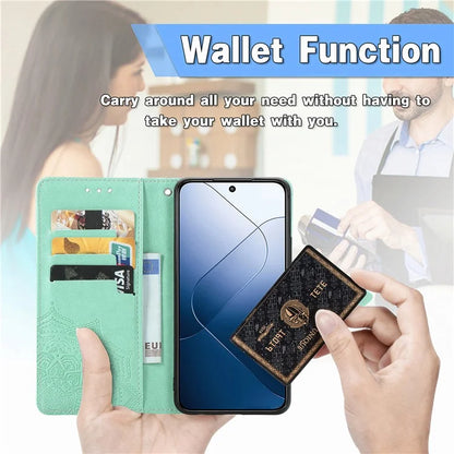 For Xiaomi 14T Pro Case Mandala Embossed Design Leather Wallet Phone Cover