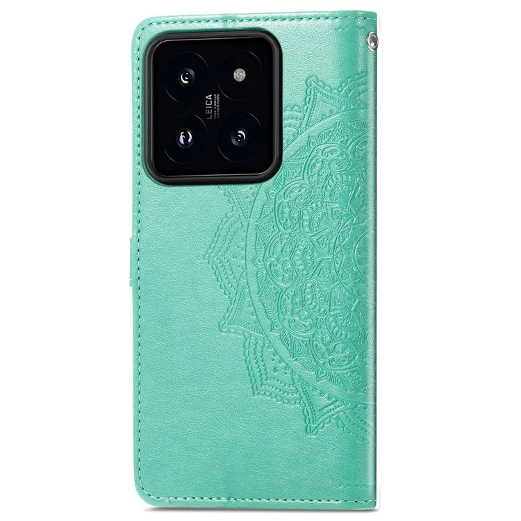 For Xiaomi 14T Pro Case Mandala Embossed Design Leather Wallet Phone Cover
