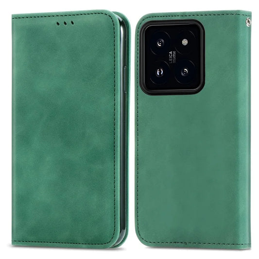 For Xiaomi 14T Pro Case Skin Touch Feeling Leather Wallet Phone Cover Magnetic Absorption