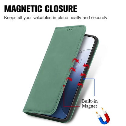 For Xiaomi 14T Pro Case Skin Touch Feeling Leather Wallet Phone Cover Magnetic Absorption