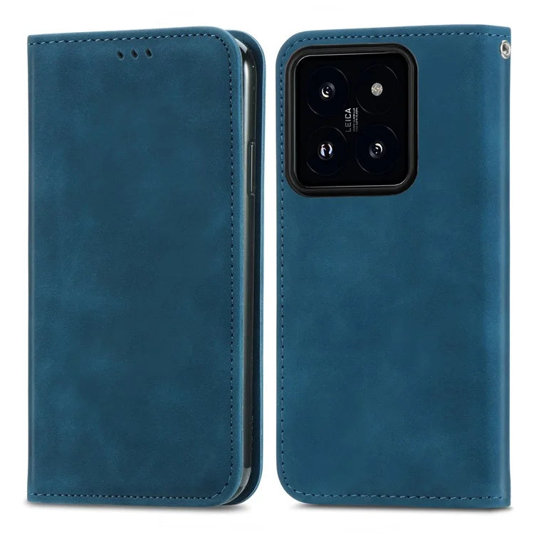 For Xiaomi 14T Pro Case Skin Touch Feeling Leather Wallet Phone Cover Magnetic Absorption