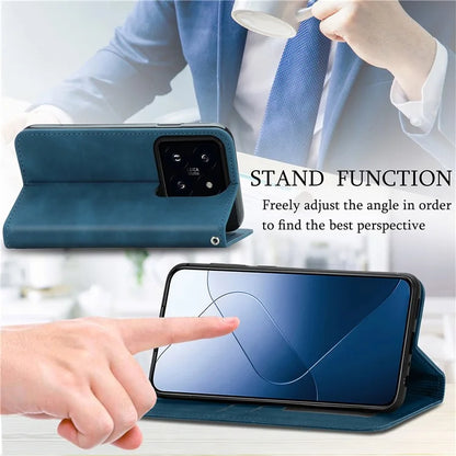 For Xiaomi 14T Pro Case Skin Touch Feeling Leather Wallet Phone Cover Magnetic Absorption
