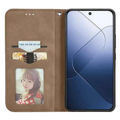 For Xiaomi 14T Pro Case Skin Touch Feeling Leather Wallet Phone Cover Magnetic Absorption