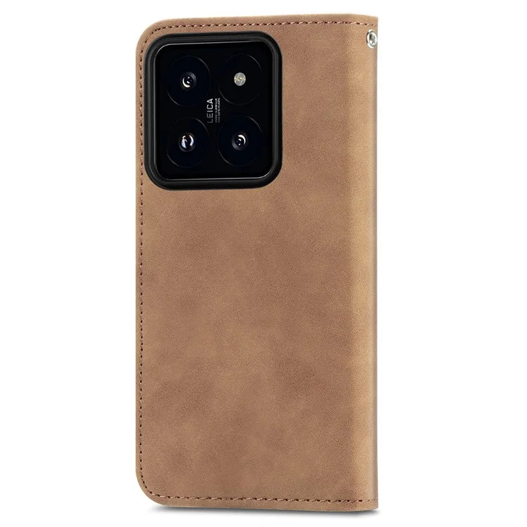 For Xiaomi 14T Pro Case Skin Touch Feeling Leather Wallet Phone Cover Magnetic Absorption