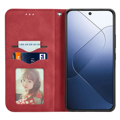 For Xiaomi 14T Pro Case Skin Touch Feeling Leather Wallet Phone Cover Magnetic Absorption