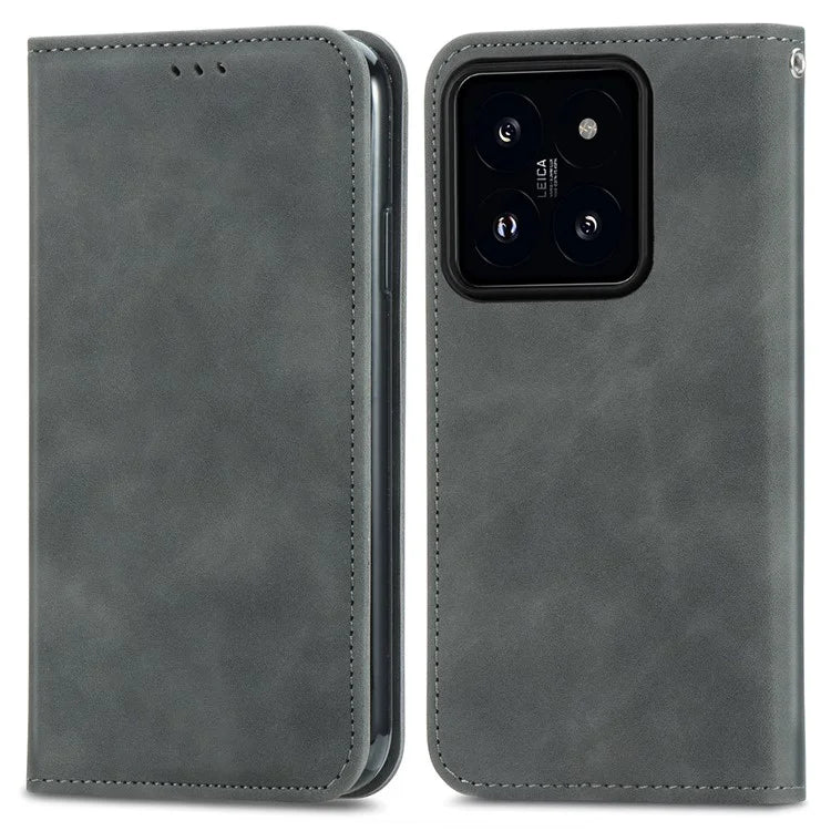 For Xiaomi 14T Pro Case Skin Touch Feeling Leather Wallet Phone Cover Magnetic Absorption