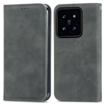 For Xiaomi 14T Pro Case Skin Touch Feeling Leather Wallet Phone Cover Magnetic Absorption