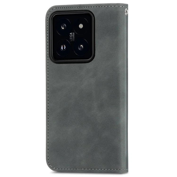 For Xiaomi 14T Pro Case Skin Touch Feeling Leather Wallet Phone Cover Magnetic Absorption