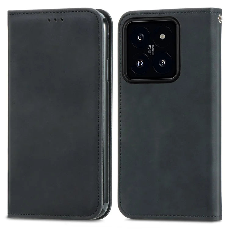 For Xiaomi 14T Pro Case Skin Touch Feeling Leather Wallet Phone Cover Magnetic Absorption